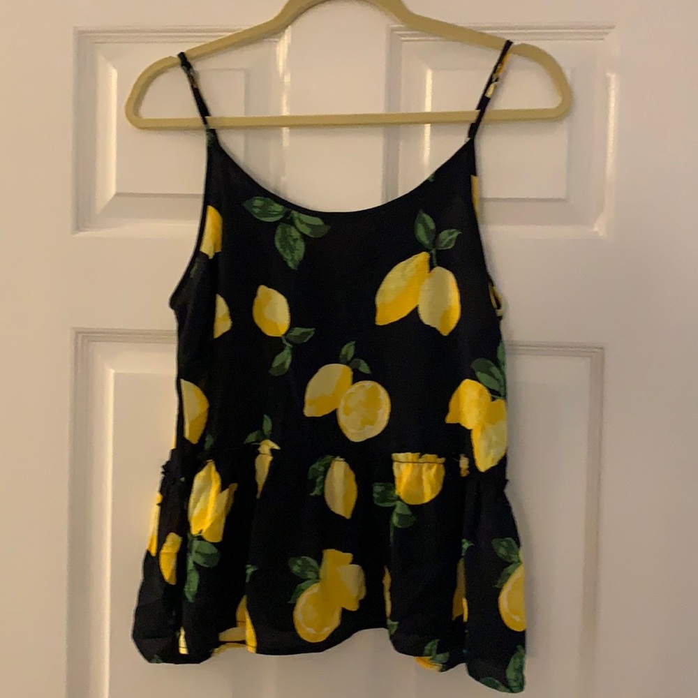 Mudpie navy/lemons peplum tank